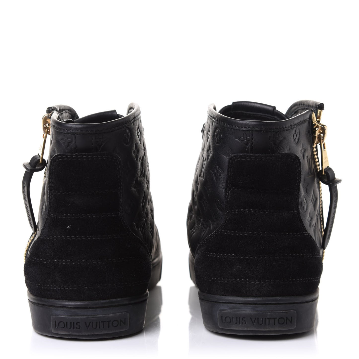 Calfskin Embossed Monogram Punchy High Top Sneakers 35.5 Black