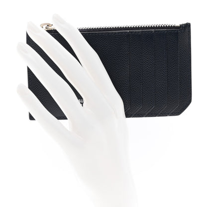 Saint Laurent Grained Calfskin 5 Fragments Zip Pouch Card Holder Deep Marine 2 of 6