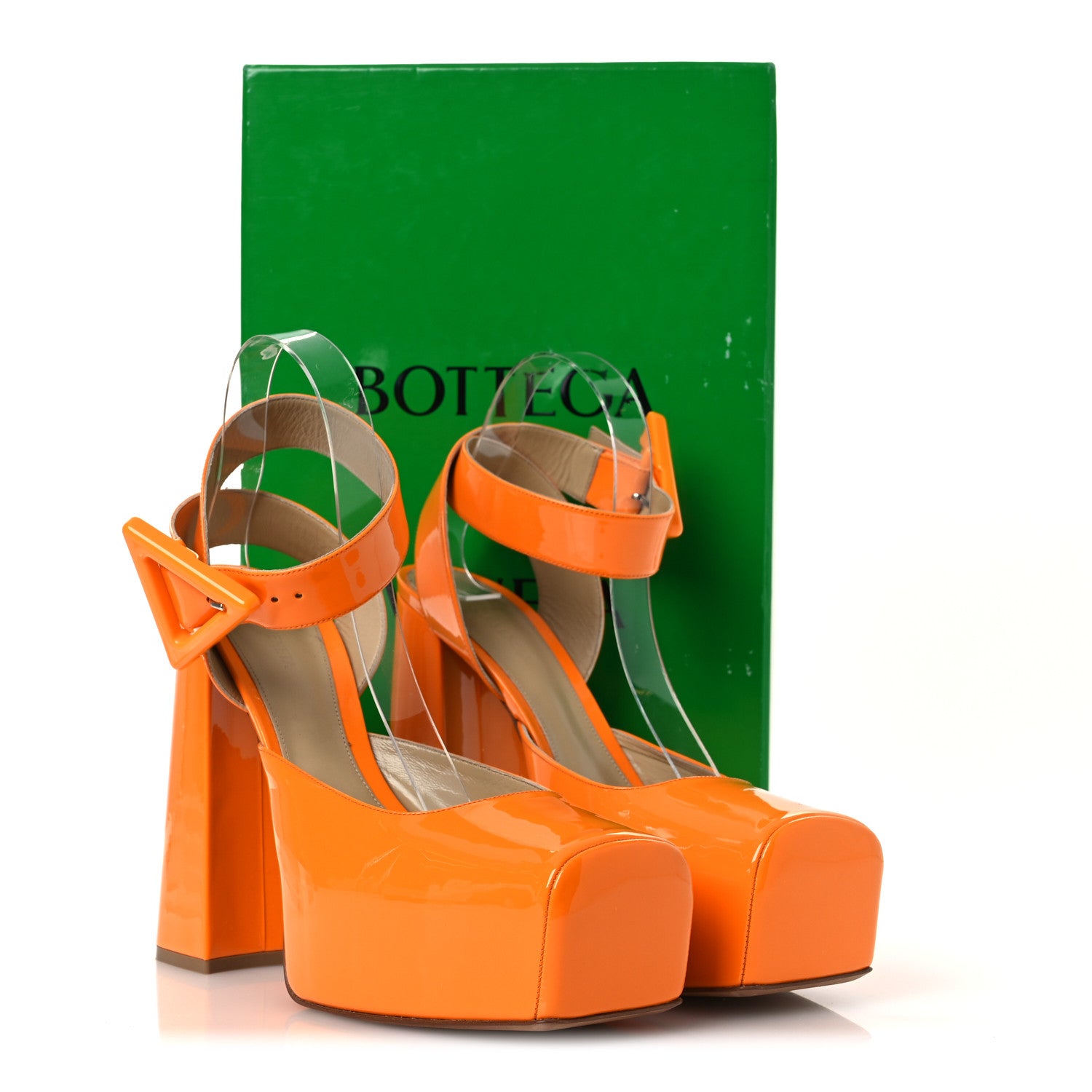 Bottega Veneta Supergloss Patent Tower 40/140mm Platform Pumps 40.5 Tangerine 12 of 12