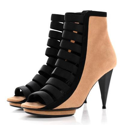 Gucci Kid Scamosciato Elastic Olimpia Open Toe Booties 36.5 Black Camelia 3 of 14