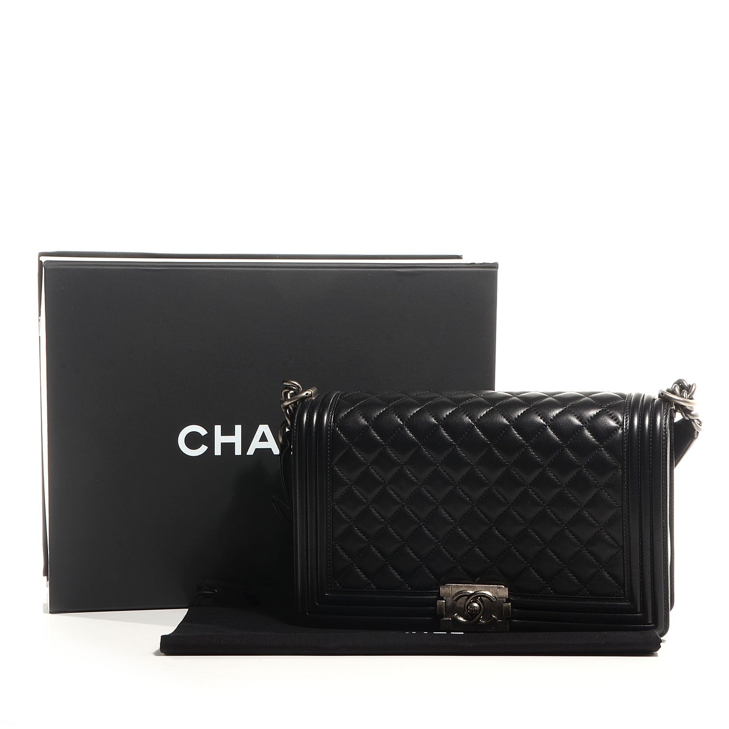 Chanel Lambskin Quilted Large Boy Flap Black 9 of 9