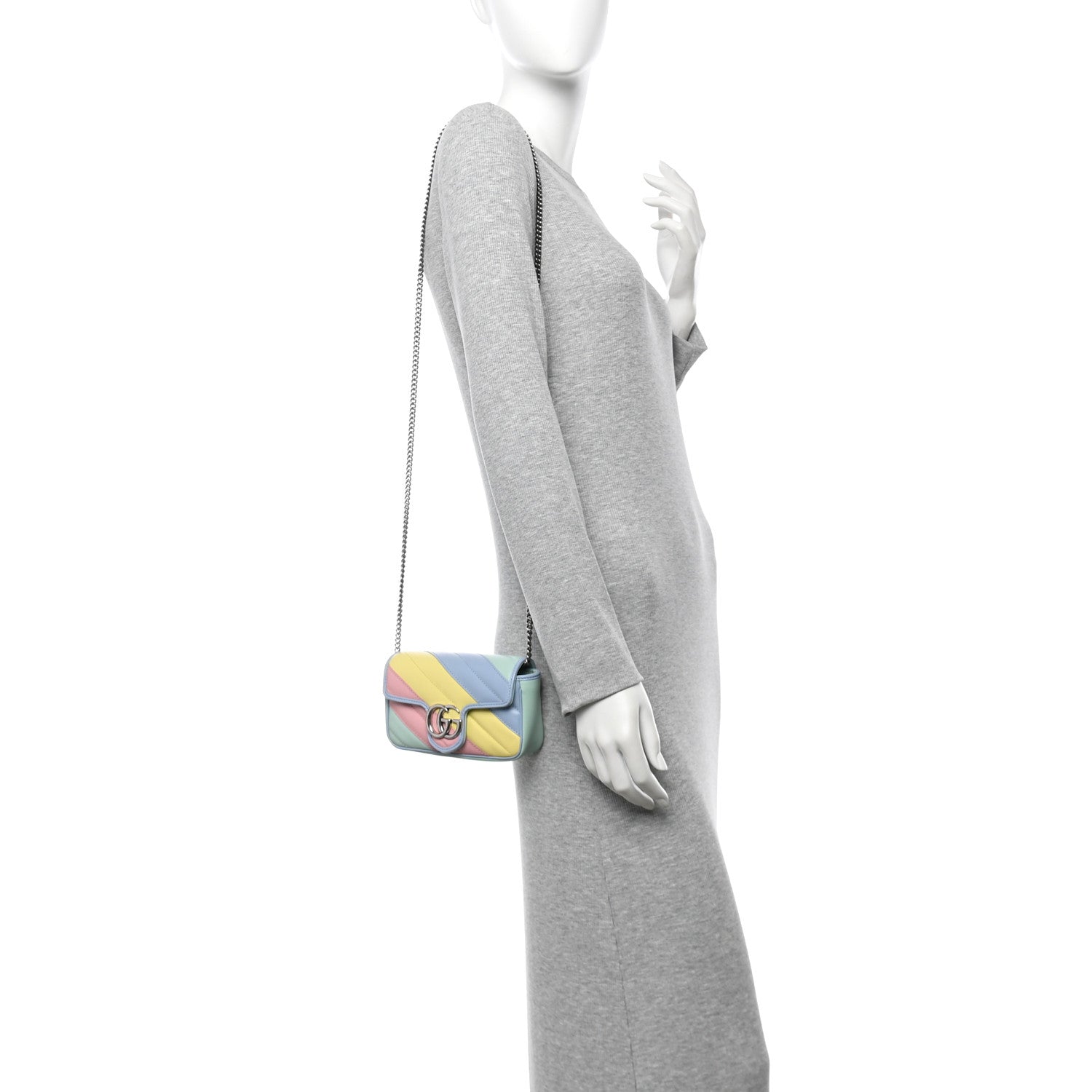 Gucci Calfskin Matelasse Diagonal Super Mini GG Marmont Shoulder Bag Multicolor Pastel 2 of 10