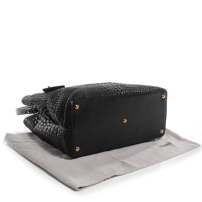 Fendi Nappa Crocodile Trapuntata Medium 2Jours Tote Black 4 of 9
