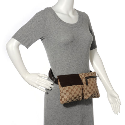 Gucci GG Monogram Web Double Pocket Belt Bag Ebony 2 of 9