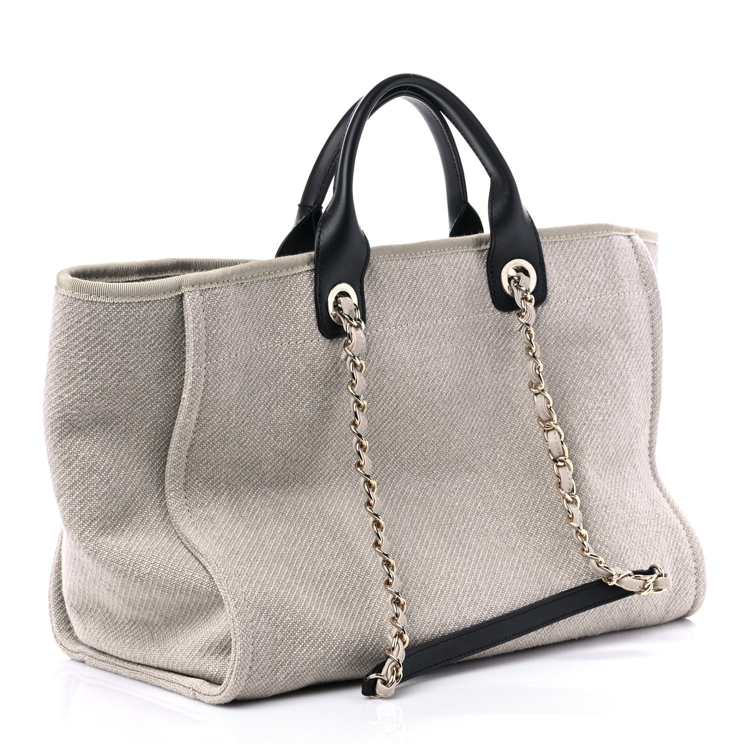 Chanel Mixed Fibers Medium Deauville Tote Beige Black 4 of 12