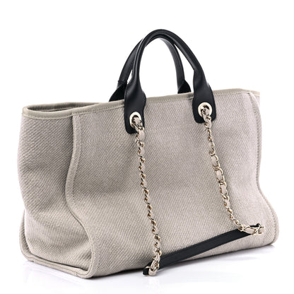 Chanel Mixed Fibers Medium Deauville Tote Beige Black 4 of 12