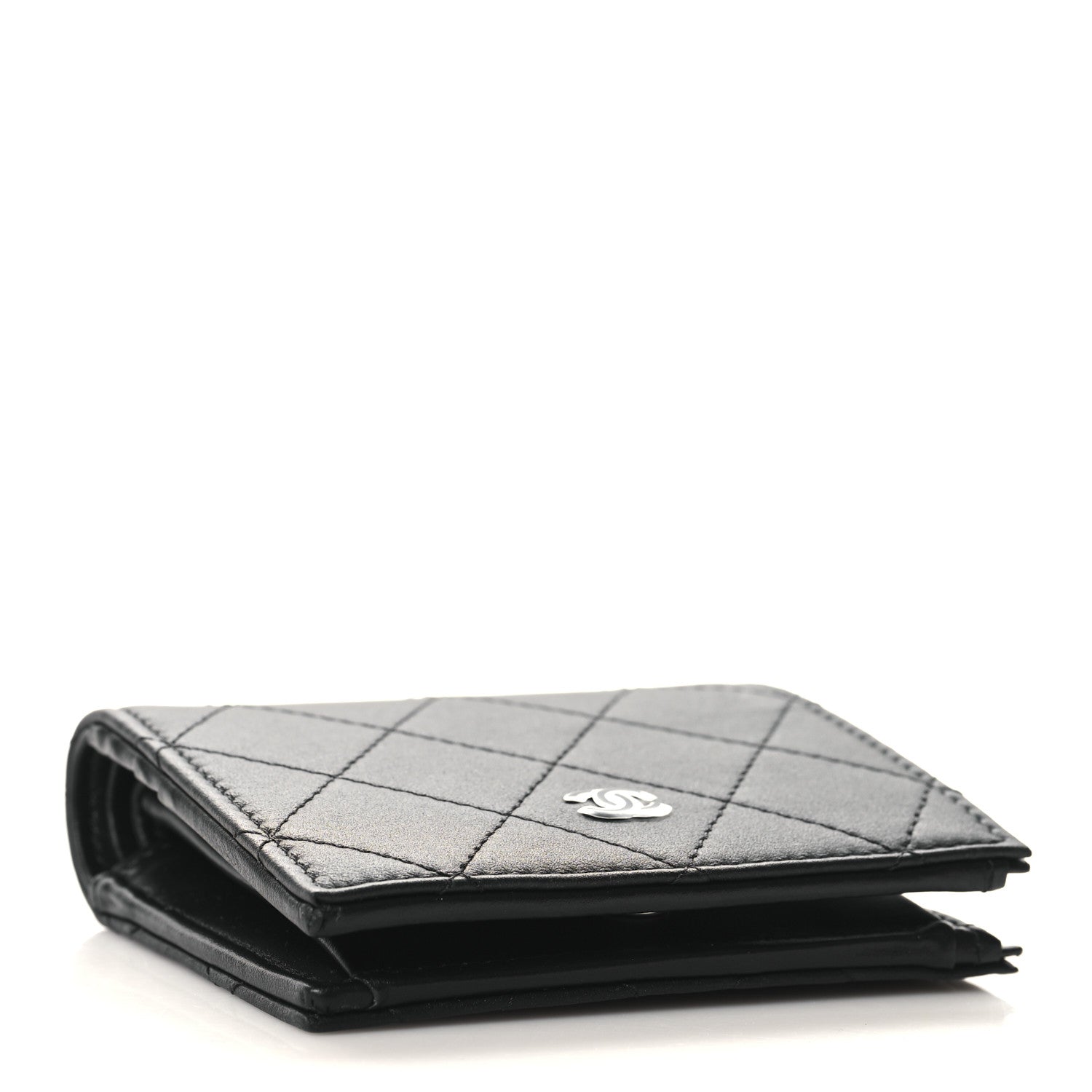 Chanel Calfskin Quilted Compact Bifold Wallet So Black 4 of 9