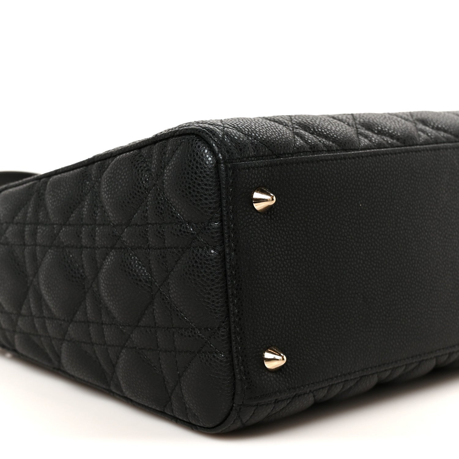 Christian Dior Grained Calfskin Cannage Medium Lady Dior Black 9 of 11
