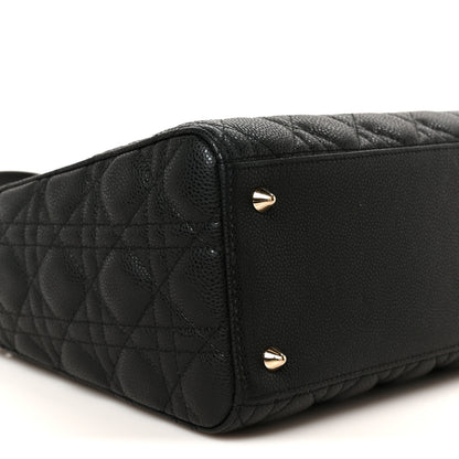 Christian Dior Grained Calfskin Cannage Medium Lady Dior Black 9 of 11