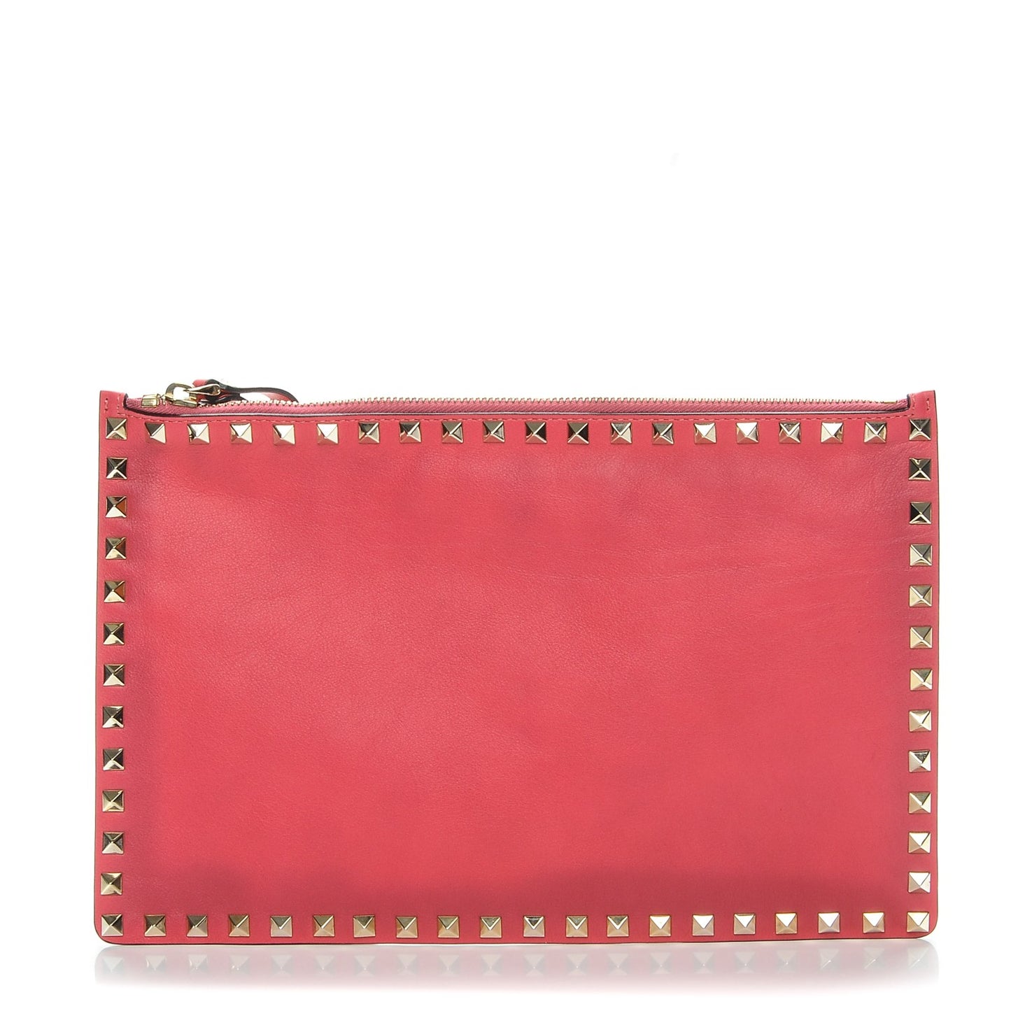 Vitello Large Rockstud Zip Pouch Deep Rose