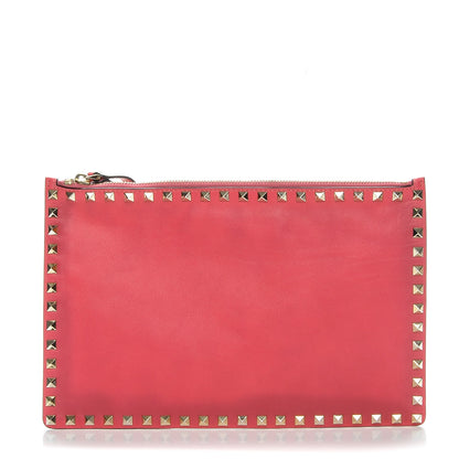 Valentino Garavani Vitello Large Rockstud Zip Pouch Deep Rose 1 of 13