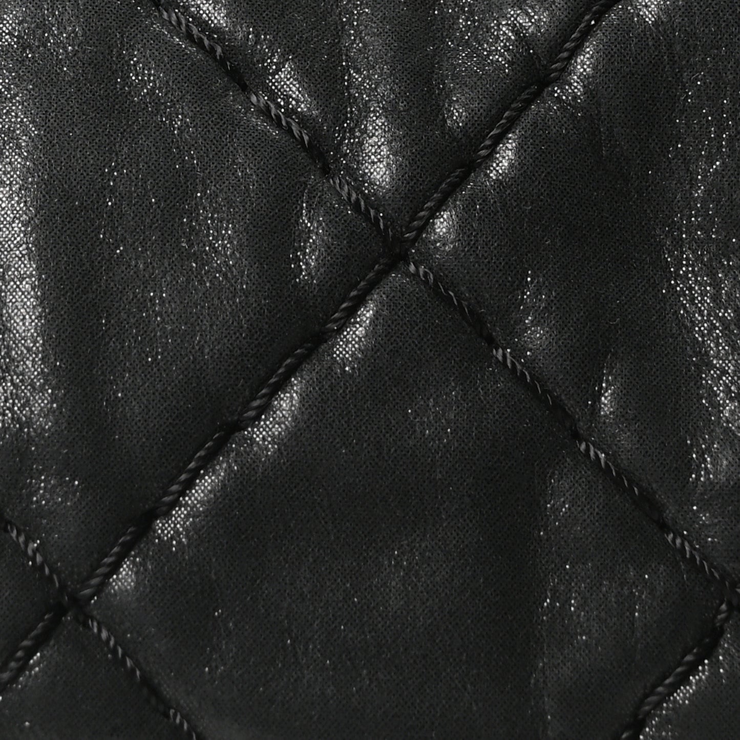 Iridescent Calfskin Quilted Relax CC Bowler Bag Black