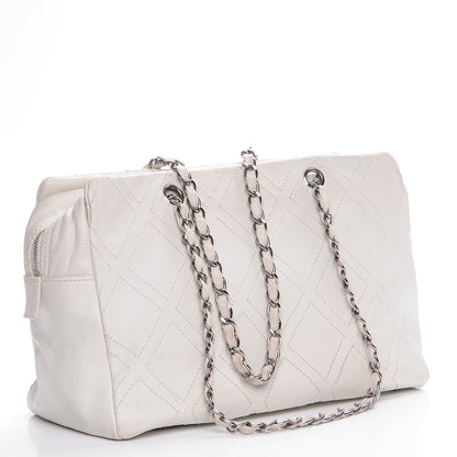 Chanel Calfskin Large Diamond Stitch Tote White 3 of 10