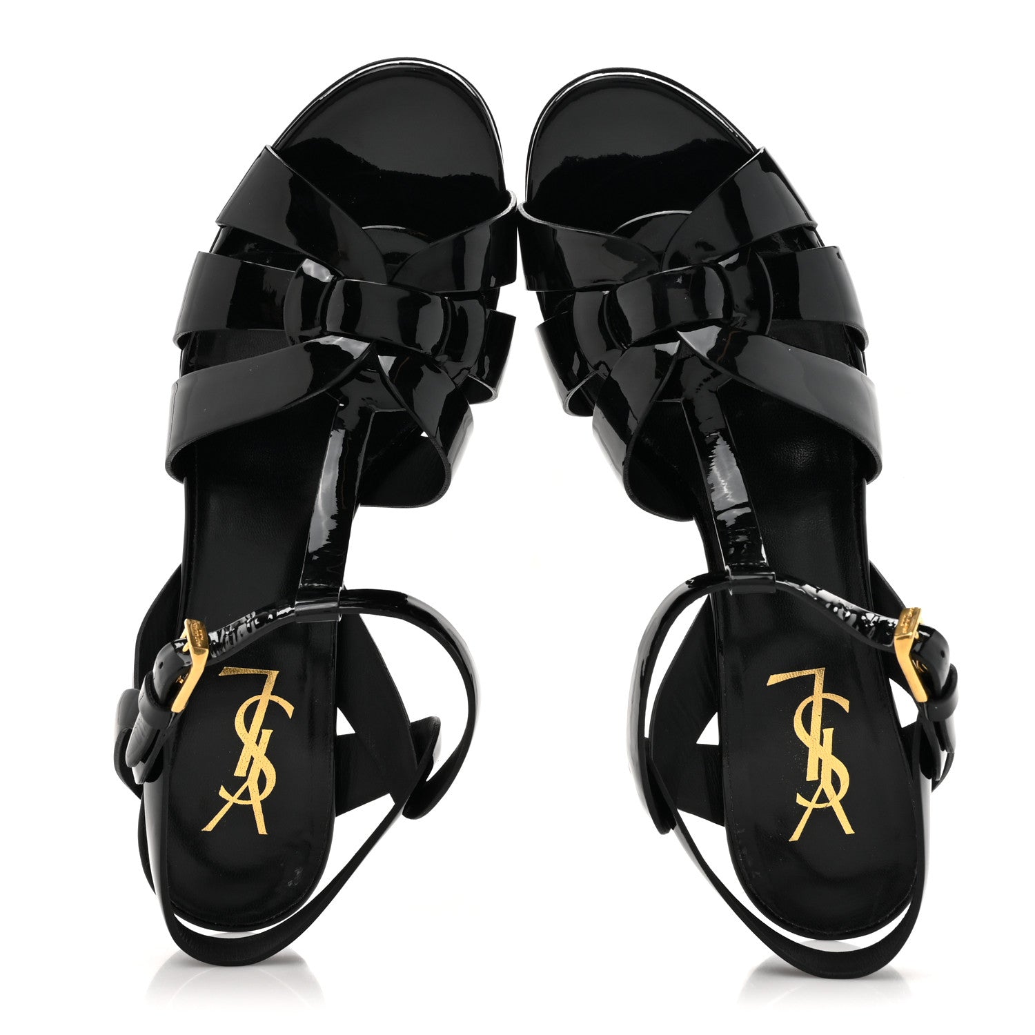 Saint Laurent Patent Tribute 105 Platform Sandals 38 Black 2 of 13