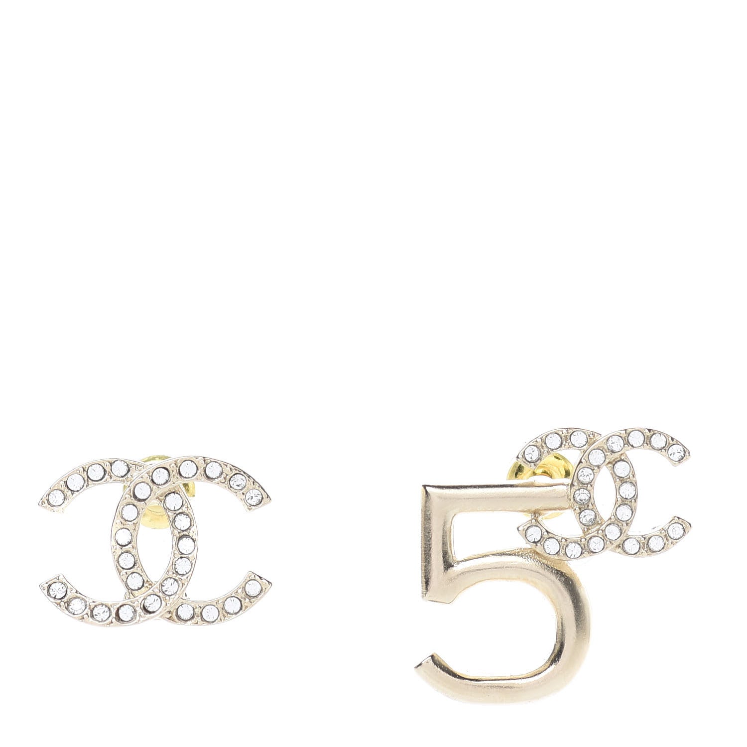 Chanel Crystal CC No 5 Earrings Gold 1 of 5