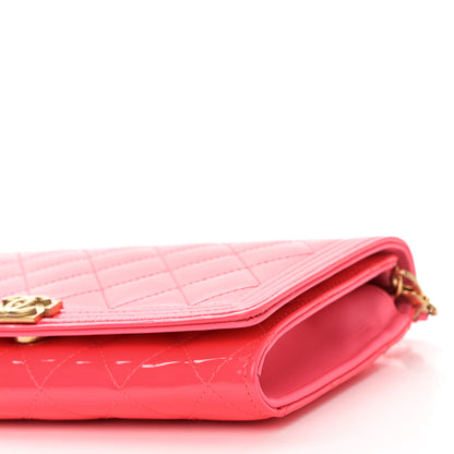 Chanel Patent Quilted Boy Wallet On Removable Chain WOC Pink 11 of 12