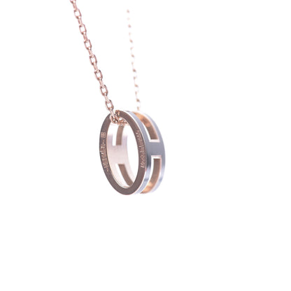 Hermes Lacquered Rose Gold Pop H Pendant Necklace Black 6 of 7