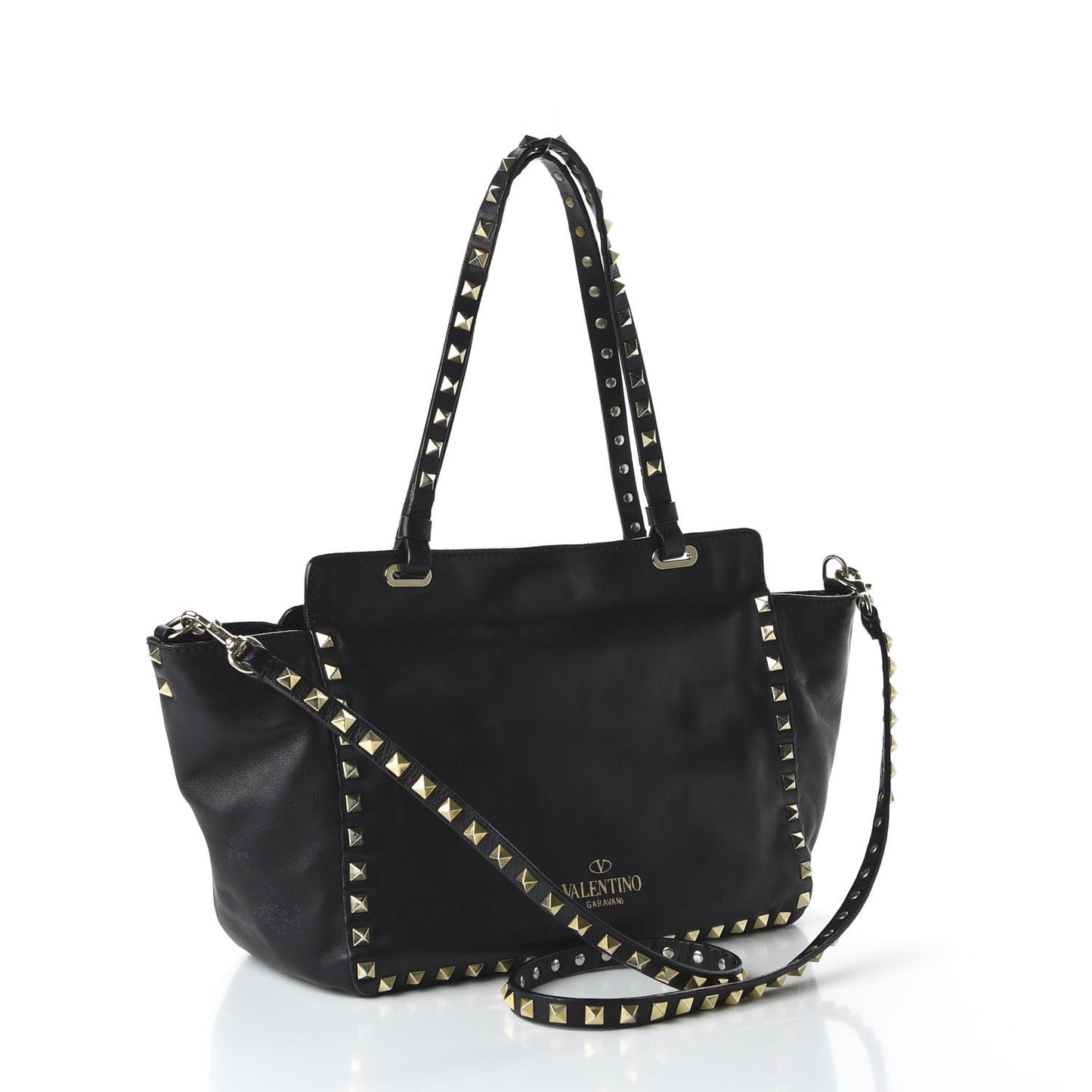 Vitello Small Rockstud Tote Black