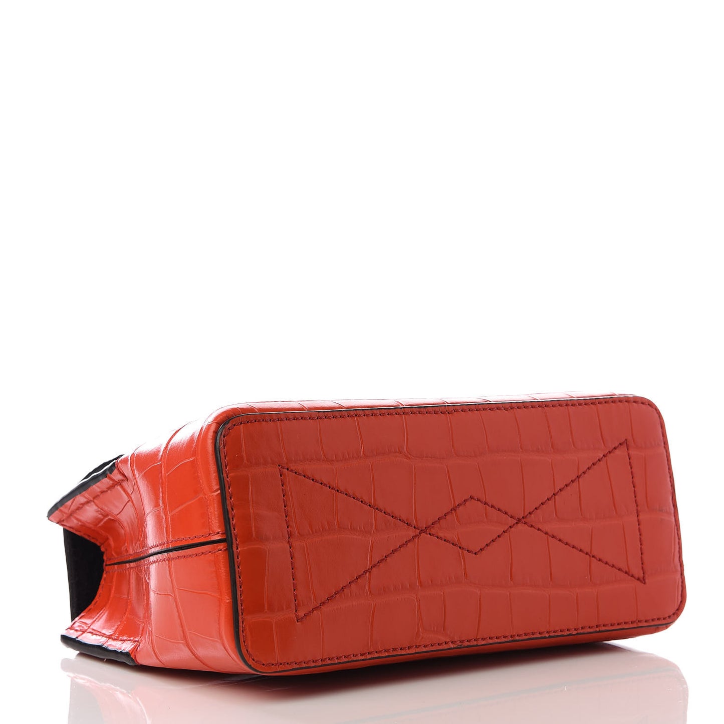 Shiny Croc Calfskin Embossed Micro Seaton Hibiscus Red