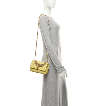 Chanel Lambskin Quilted Mini CC Crystal Logo Chain Flap Yellow 2 of 11