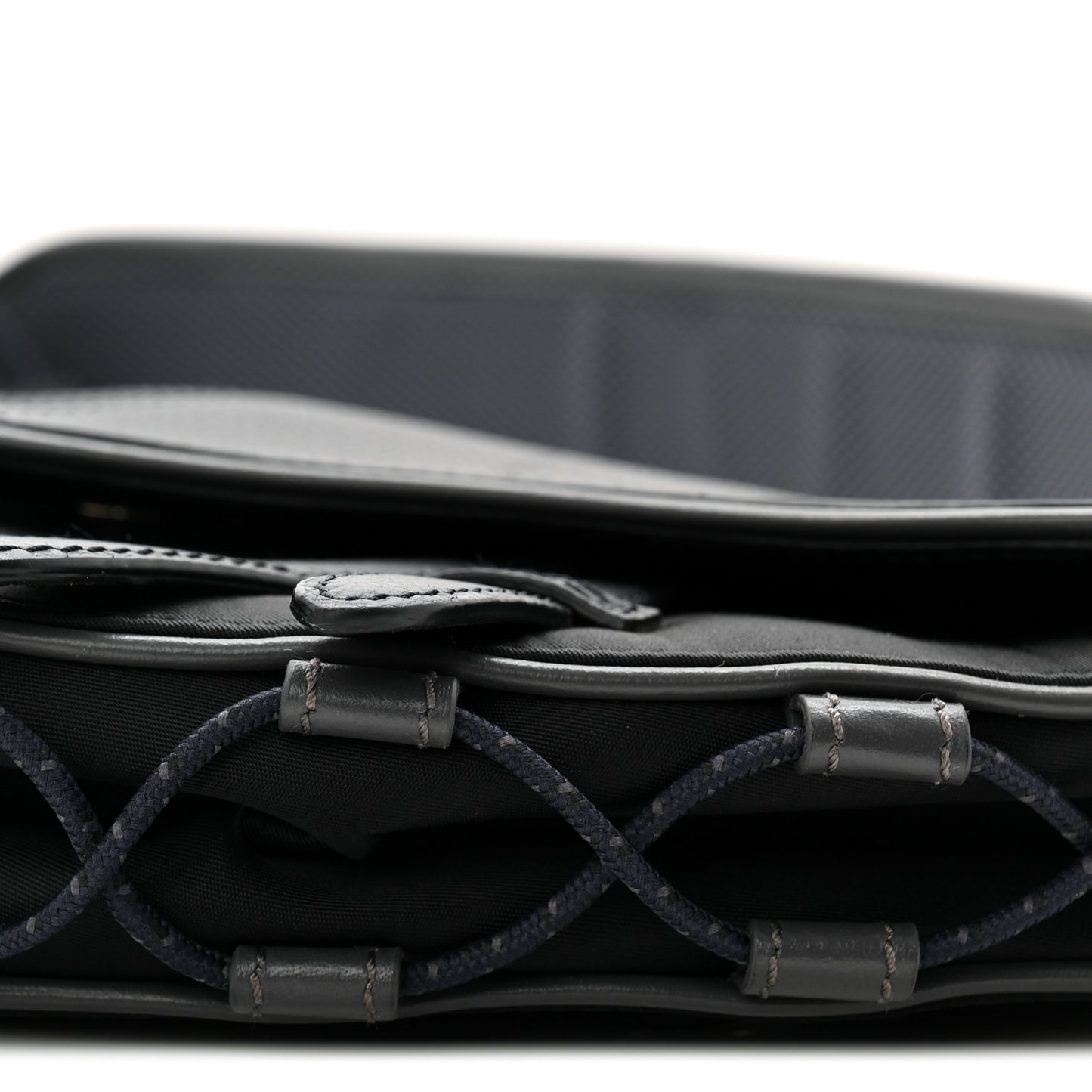 X SACAI Grained Calfskin Technical Fabric Mens Saddle Bag Black