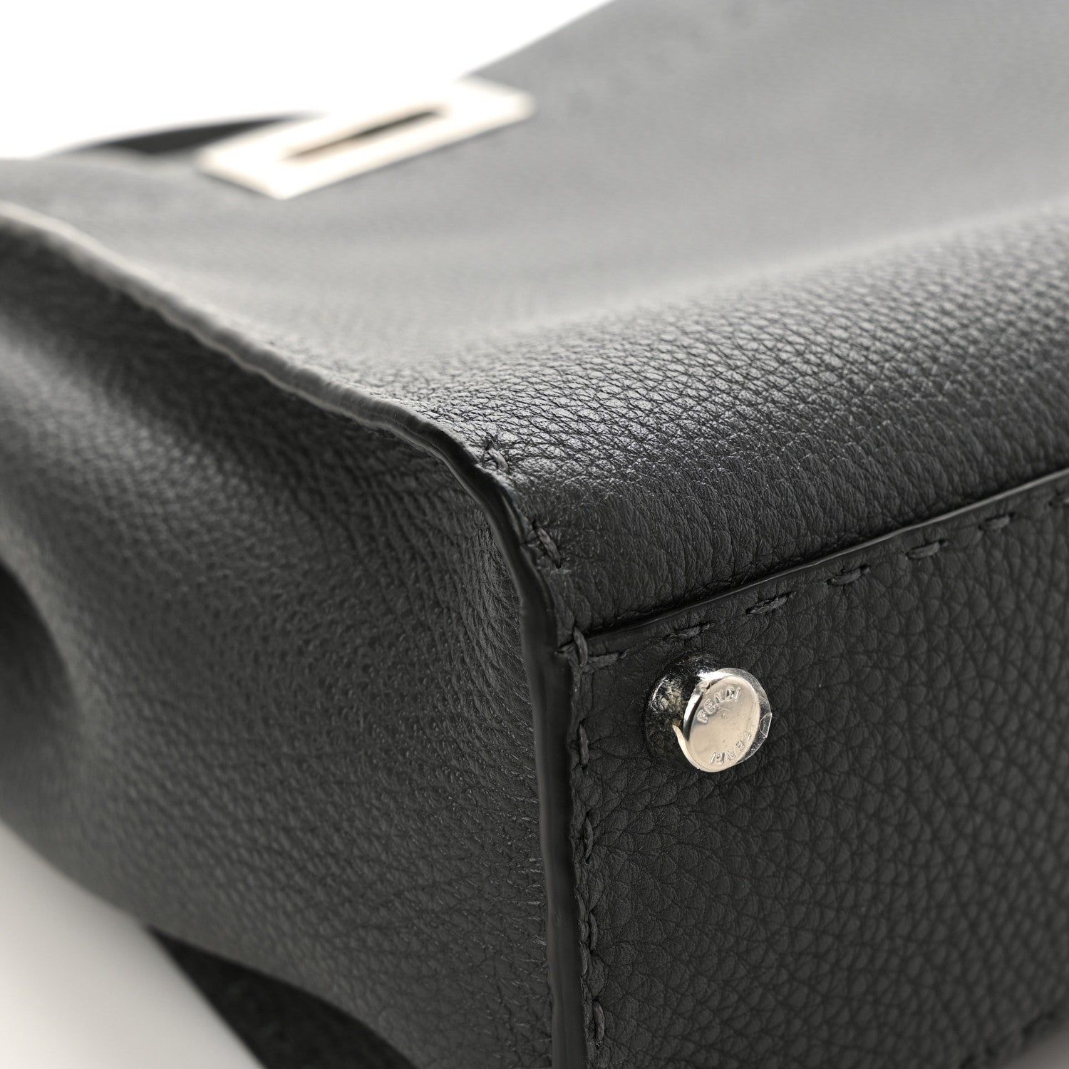Fendi Cuoio Romano Selleria Bi-Color Medium Peekaboo Iconic Satchel Asfalto Latte 8 of 9