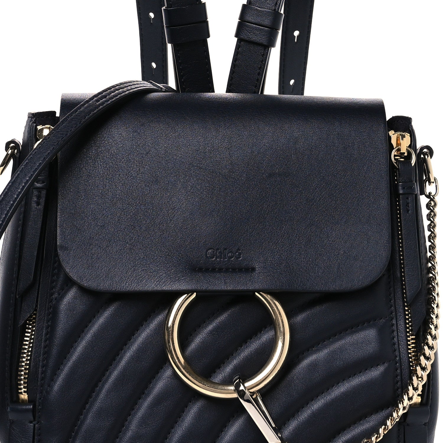 Chloe Calfskin Quilted Medium Faye Backpack Full Blue 8 of 10