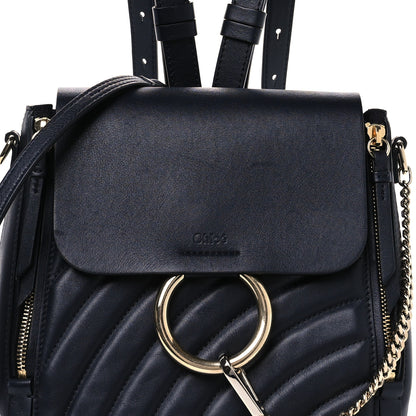 Chloe Calfskin Quilted Medium Faye Backpack Full Blue 8 of 10