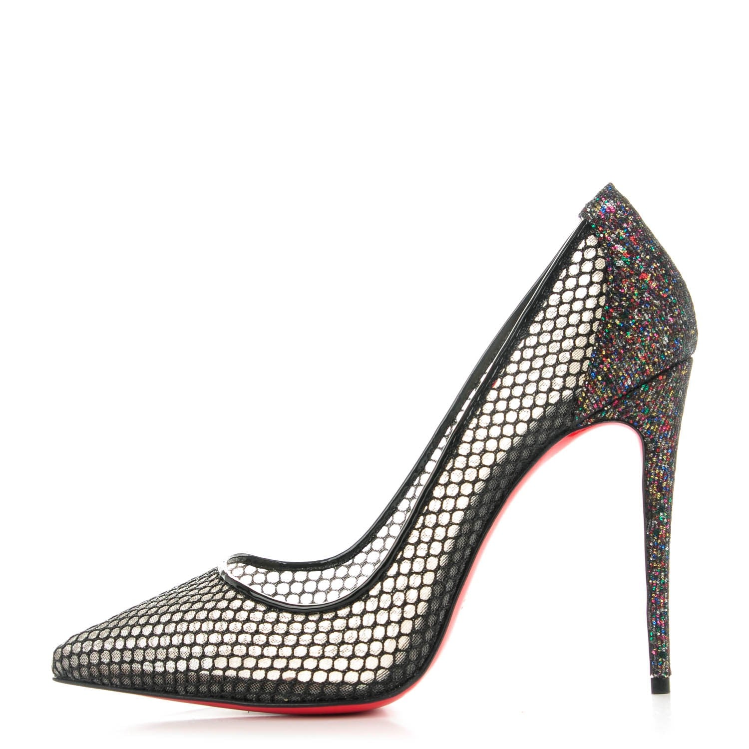 Christian Louboutin Fishnet Glitter Follies Lace 100 Pumps 37 Black 1 of 8