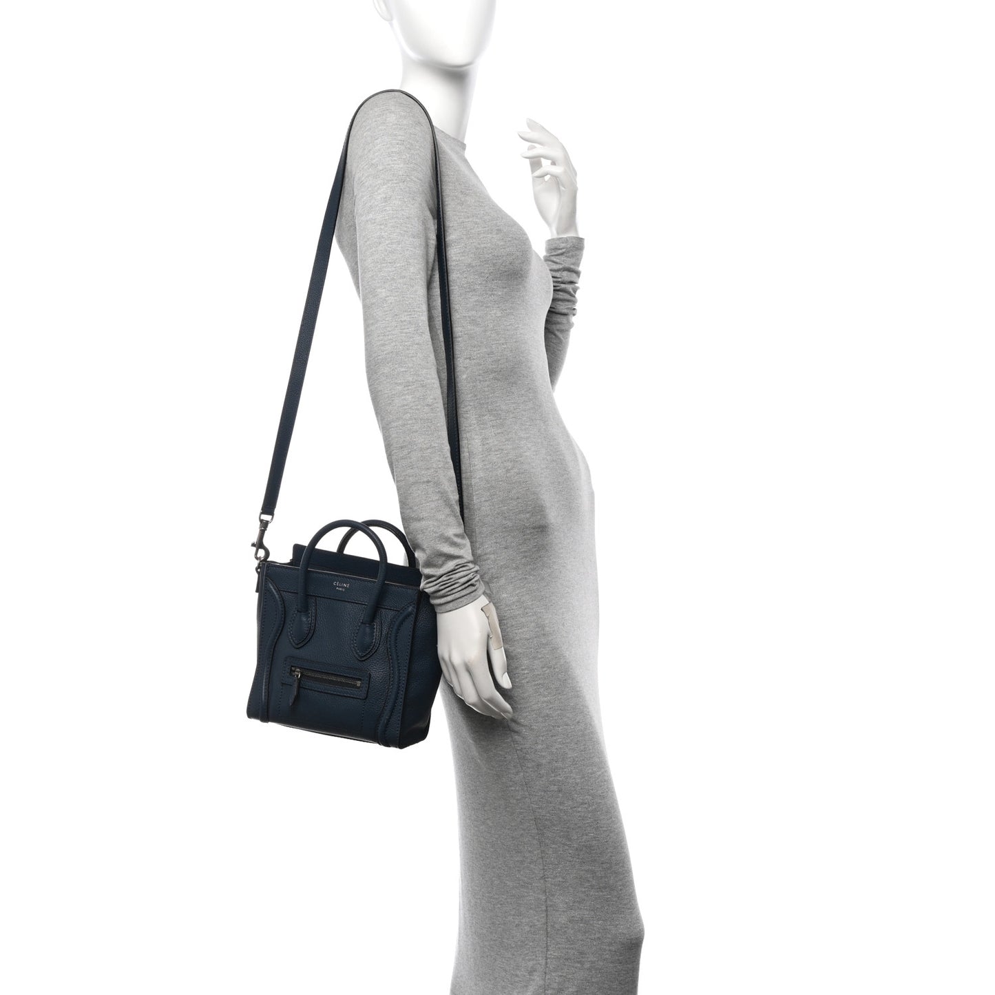 Drummed Calfskin Nano Luggage Navy Blue