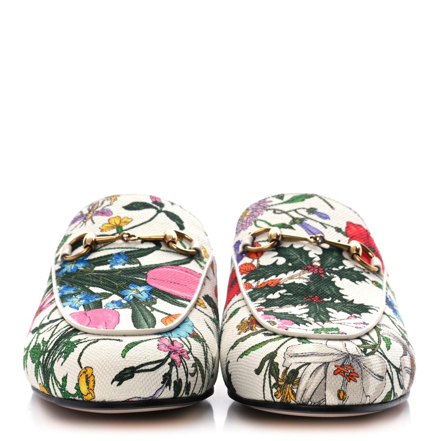 Canvas Flora Womens Princetown Slippers 40 White Multicolor