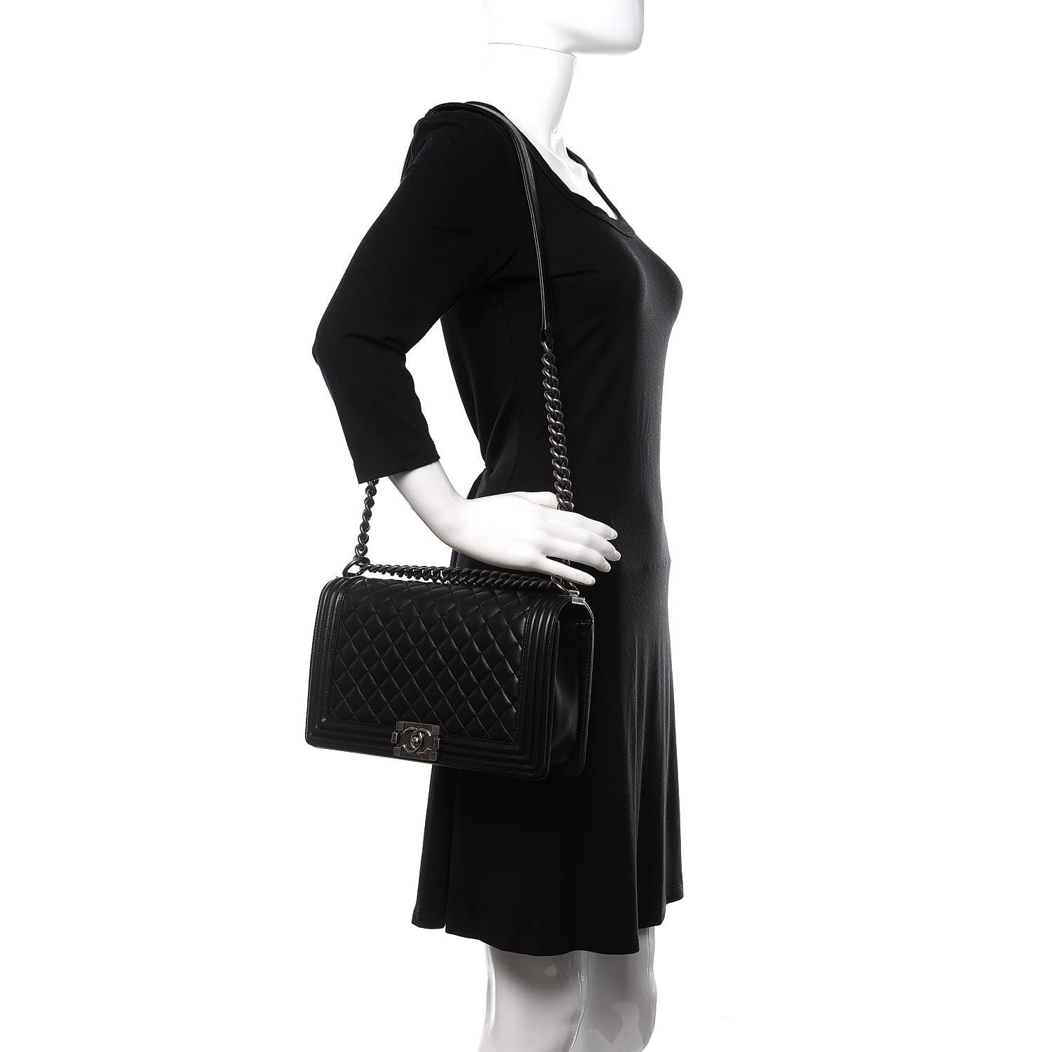 Chanel Lambskin Quilted New Medium Boy Flap Black 2 of 13