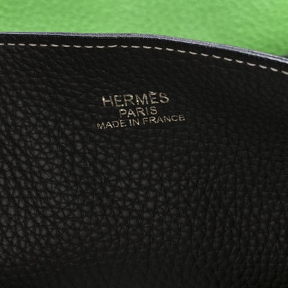 Hermes Taurillon Clemence Double Sens 45 Reversible Tote Bambou Vert Bronze 5 of 8