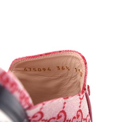 Gucci Canvas GG Monogram Horsebit Womens Princetown Slippers 36.5 Gardenia Hibiscus Red 10 of 11