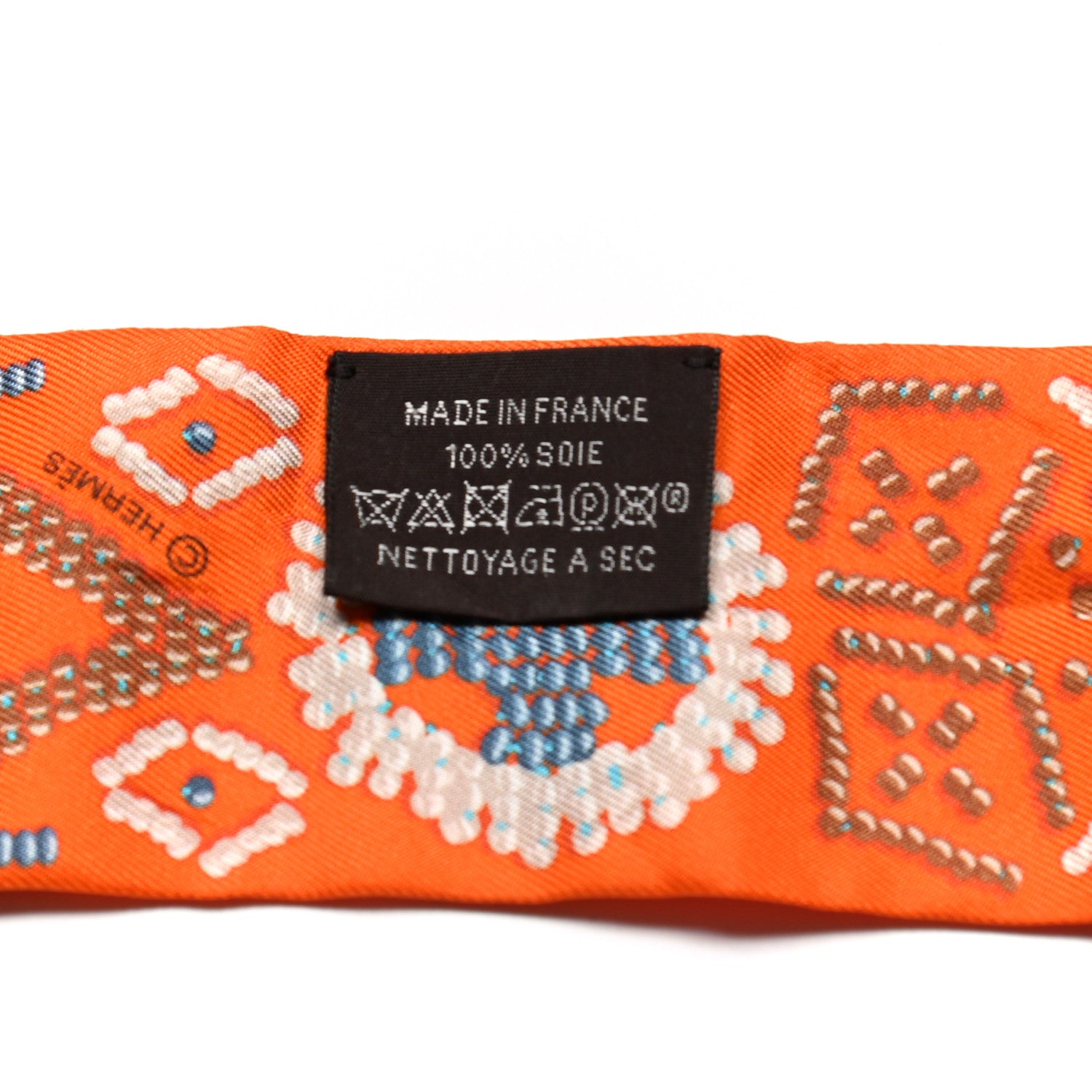 Hermes Silk Kelly En Perles Twilly Orange Bleu Gris Perle 3 of 4