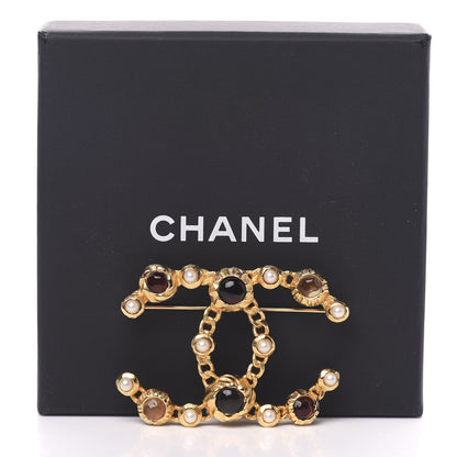 Chanel Gripoix Pearl CC Brooch Gold Multicolor 5 of 5