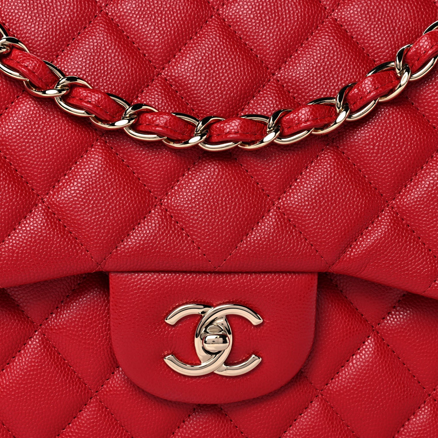 Chanel Caviar Quilted Jumbo Double Flap Red 8 of 11