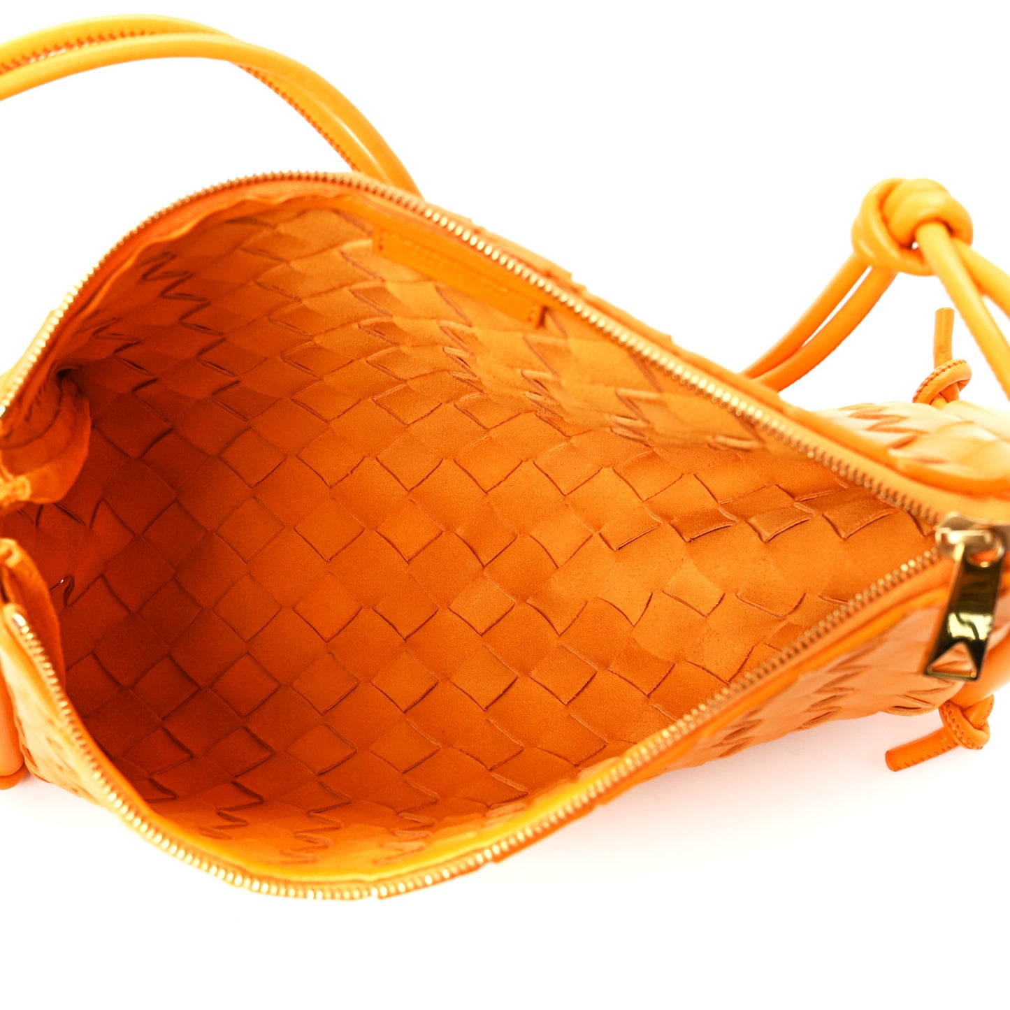 Nappa Intrecciato Pouch On Strap Tangerine