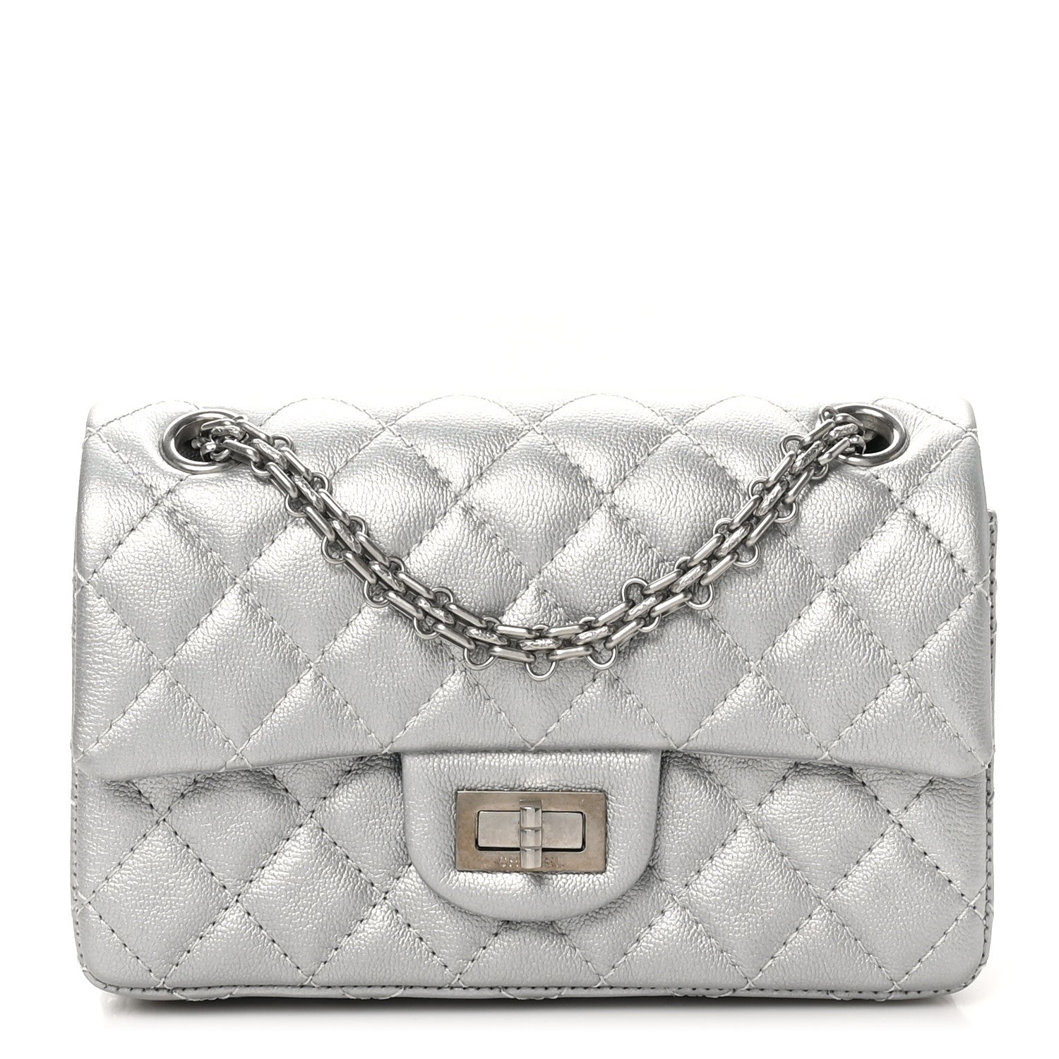 Chanel Metallic Grained Calfskin Quilted 2.55 Reissue Mini Flap Silver 1 of 11
