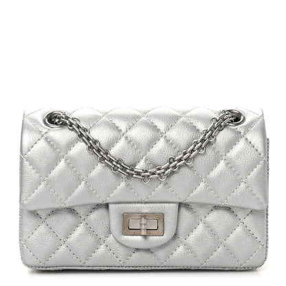 Chanel Metallic Grained Calfskin Quilted 2.55 Reissue Mini Flap Silver 1 of 11