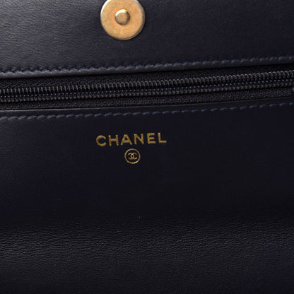Chanel Wool Tweed Lambskin Quilted Chanel 19 Wallet On Chain WOC Blue Black 8 of 12