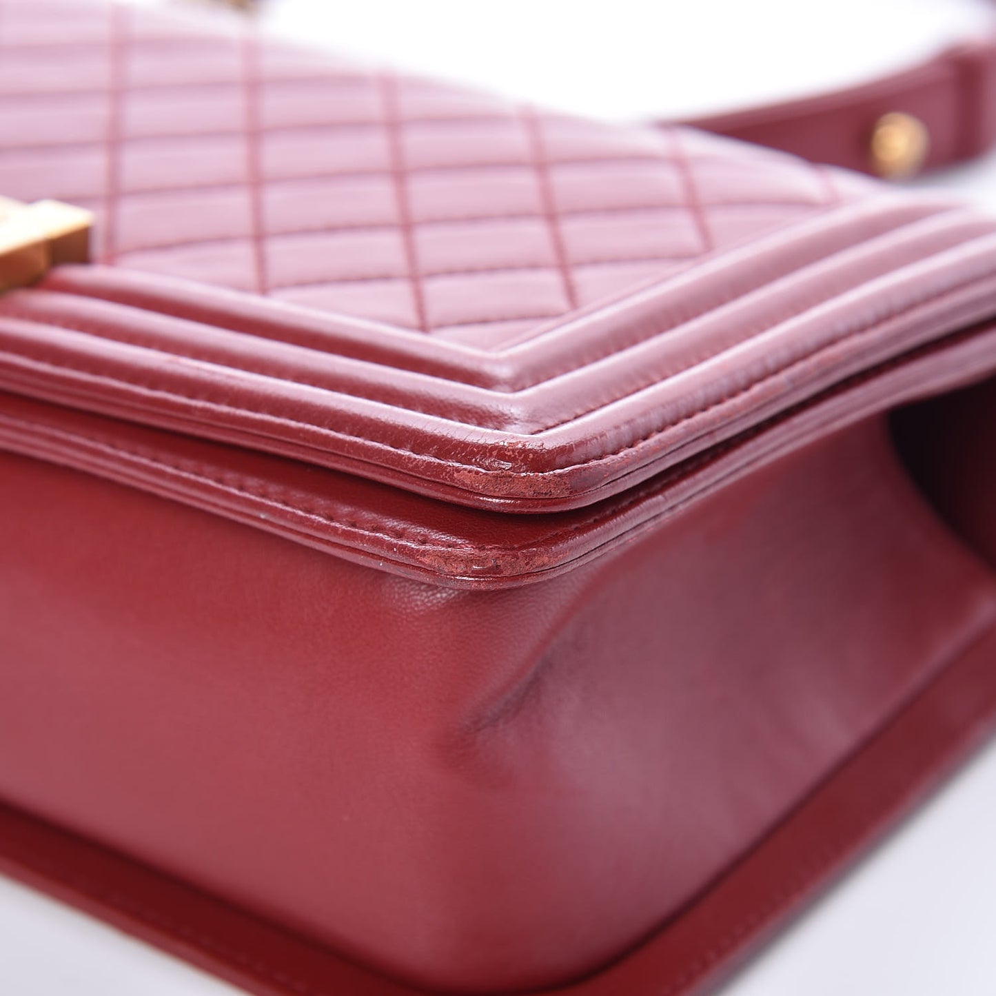 Lambskin Quilted Medium Boy Flap Dark Red