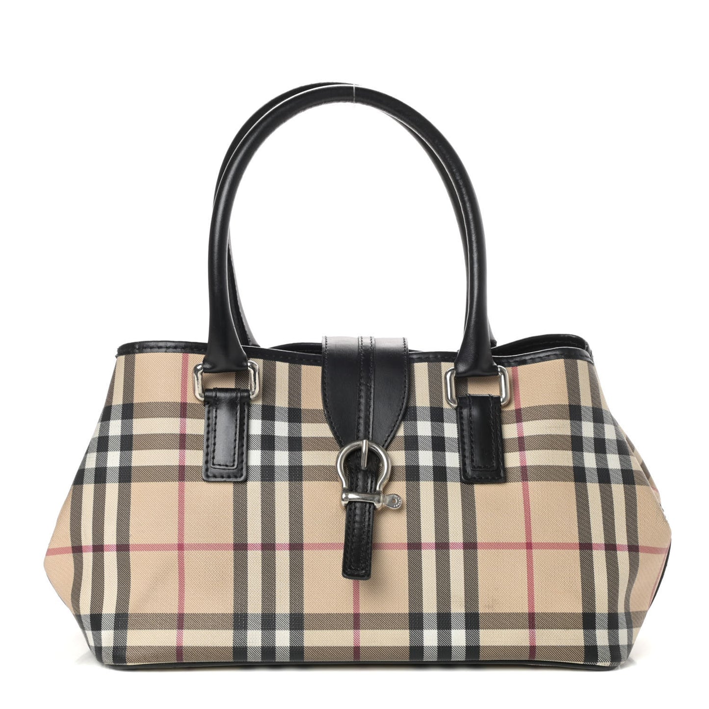 House Check Buckle Tote Black