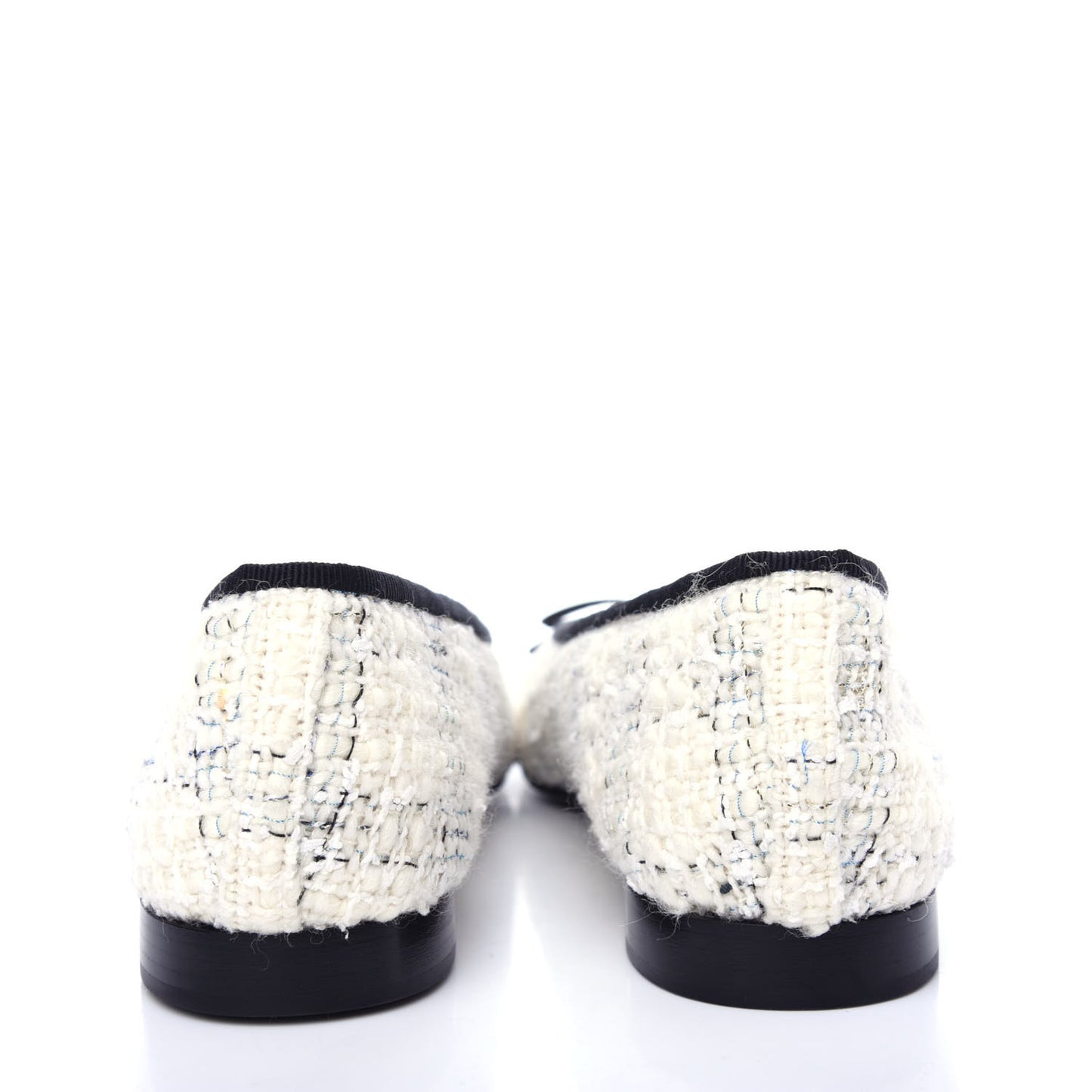 Tweed Cap Toe Ballerina Flats 40 White Black