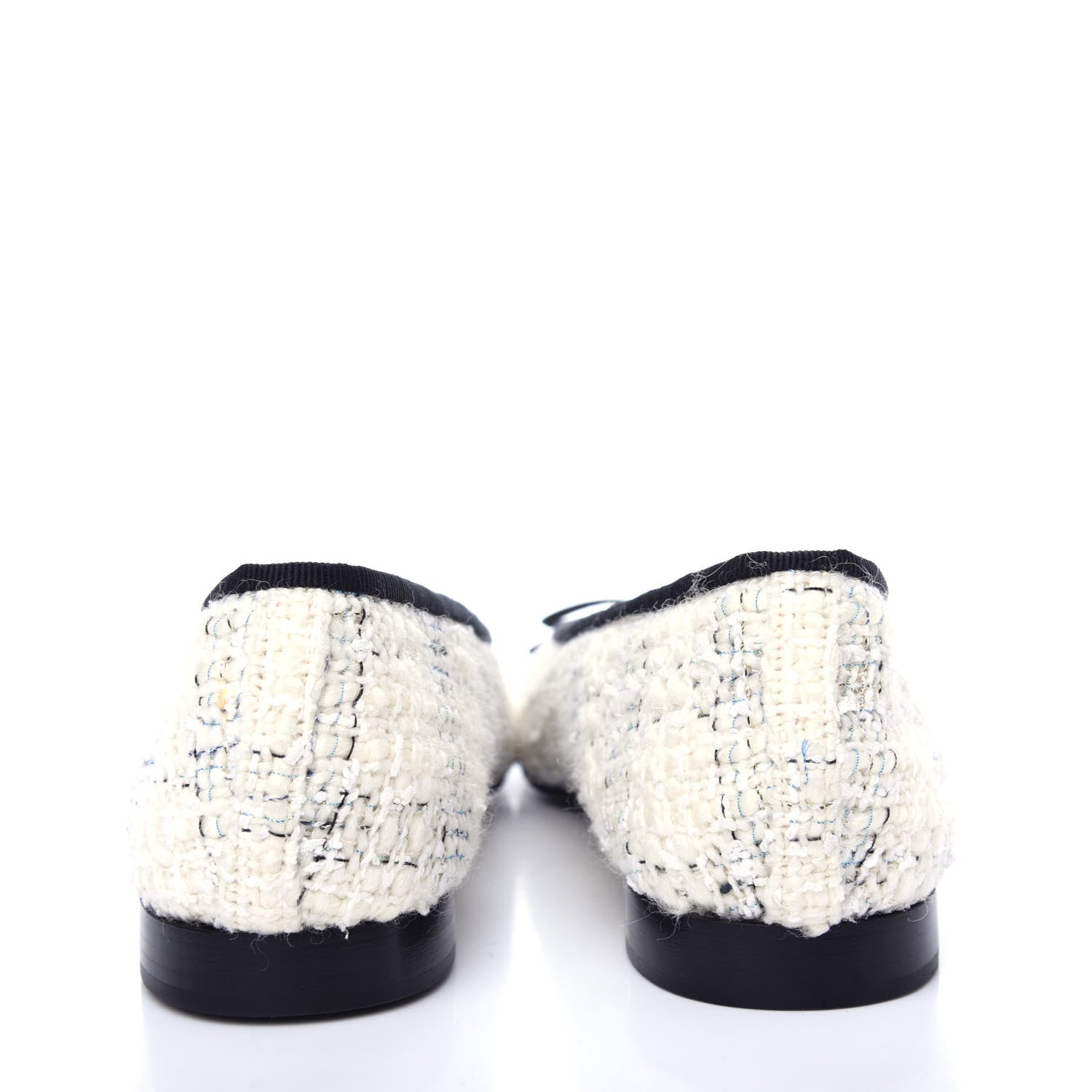 Chanel Tweed Cap Toe Ballerina Flats 40 White Black 7 of 11