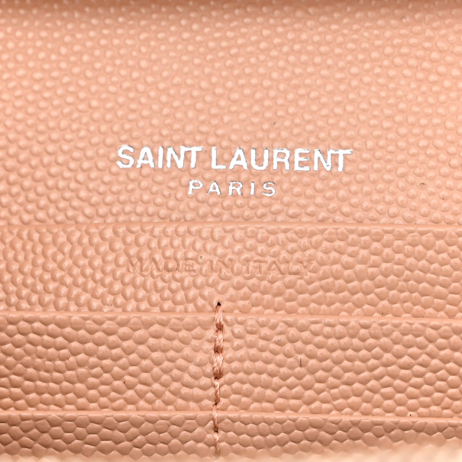 Saint Laurent Grain De Poudre Matelasse Chevron Monogram Chain Wallet Pale Pink 6 of 11
