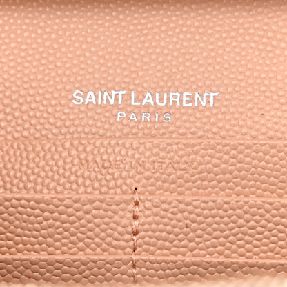 Saint Laurent Grain De Poudre Matelasse Chevron Monogram Chain Wallet Pale Pink 6 of 11