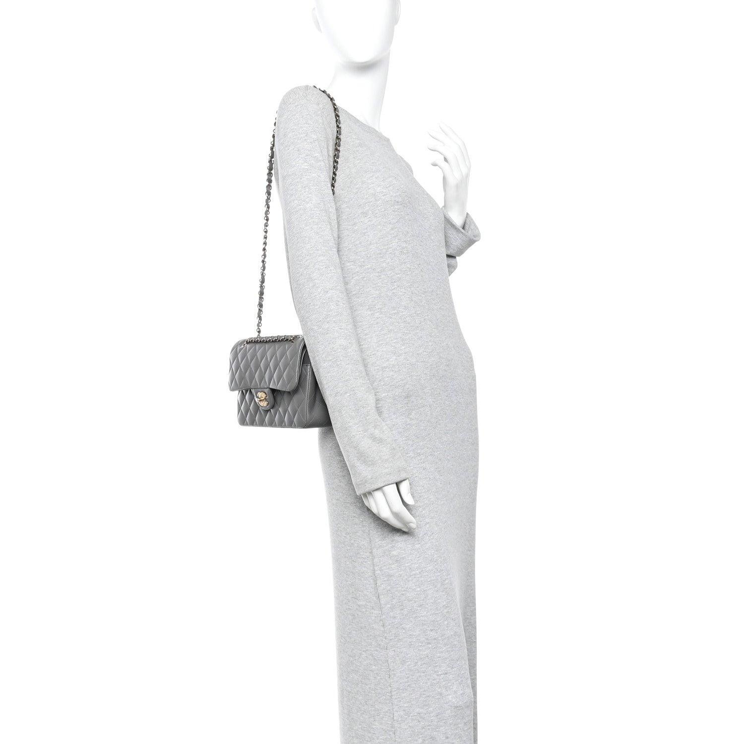 Chanel Lambskin Quilted Small Double Flap Grey 2 of 10