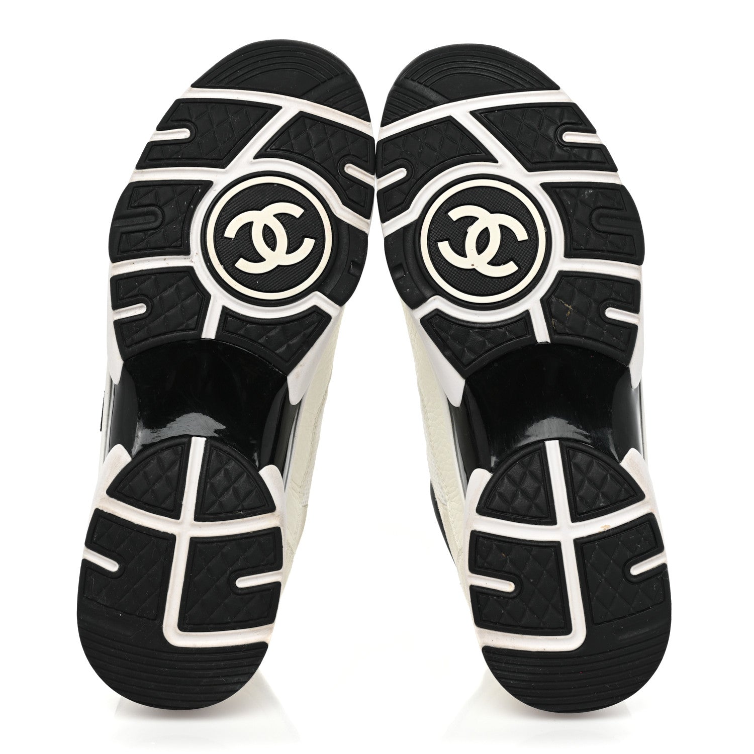 Chanel Mesh Suede Calfskin Grained Calfskin Mens CC Sneakers 43 White Black 6 of 15