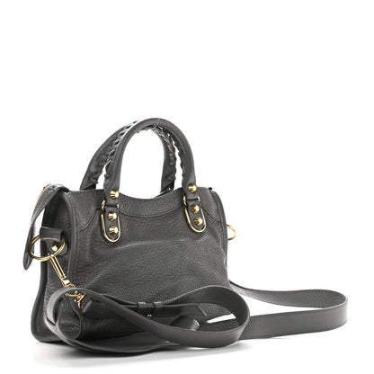Balenciaga Chevre Gold Metallic Edge Hardware Mini City Gris Acier 3 of 11